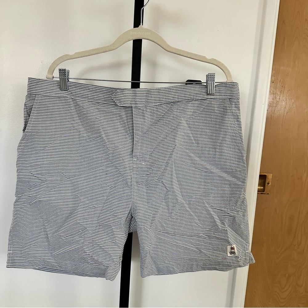 Psycho Bunny Navy & White Striped Flat Front Men’s Shorts XL